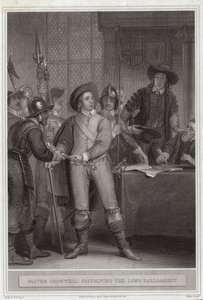 Oliver Cromwell (1599-1658) oppløste det lange parlamentet av Thomas Stothard