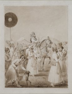 Portrett av Maharana Bhim Singh fra Udaipur på hesteryggen av Thomas Stothard