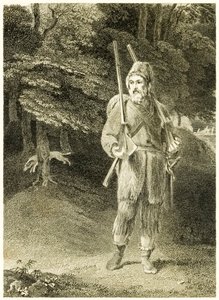 ?Robinson Crusoe-jakt? fra ?The Life and Strange Surprising Adventures of Robinson Crusoe, or York, Mariner? av Daniel Defoe av Thomas Stothard