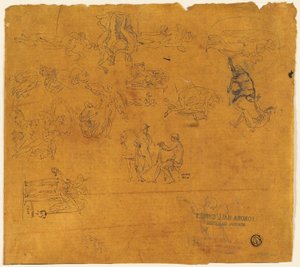 Ark med skisser av mytologiske emner av Thomas Stothard