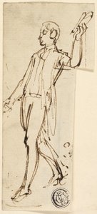Skisse av stående mann med løftet arm av Thomas Stothard