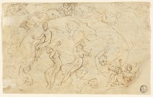Skisser for sølvsalver (recto); Skisser av friser, grupper av kvinner (verso) av Thomas Stothard