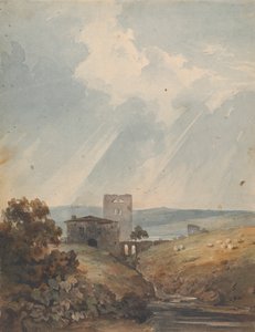 Landskap med slott, åser og fjell av Thomas Sully