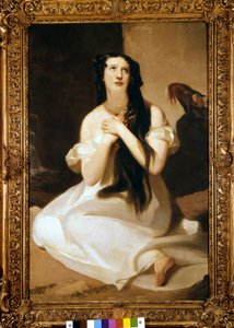 Portrett av Mary Ann Paton (Mrs Wood) (1802-1864) engelsk sanger. Maleri av Thomas Sully.