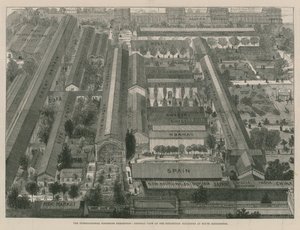 Den internasjonale fiskeriutstillingen; En generell oversikt over utstillingsbygningene (gravering) av Thomas Sulman