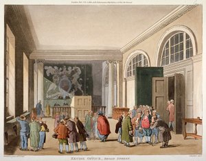 Interiør av avgiftskontoret, Old Broad Street, City of London, 1810