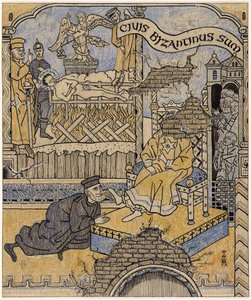 Det gjenoppdagede veggmaleriet i Justispalasset i Byzantium; Simplicissimus V/34 av Thomas Theodor Heine