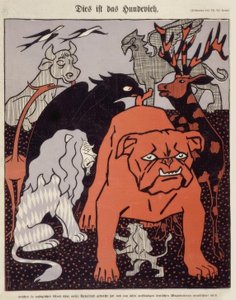 Dette er hundekyrene som har brakt så ubeskrivelig elendighet til vårt fedreland og avskys av alle anstendige tyske heraldiske dyr av Thomas Theodor Heine