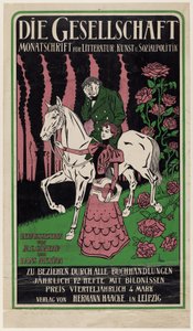 Annonseplakat for magasinet Die Gesellschaft av Thomas Theodor Heine