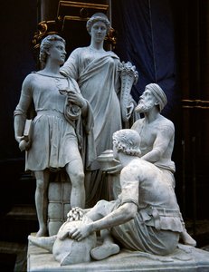 Commerce, skulpturgruppe fra Albert Memorial, fullført i 1876 (granitt) av Thomas Thornycroft