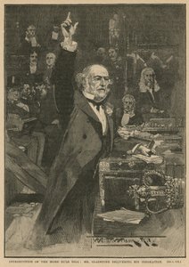 Innføring av lovforslaget om hjemmestyre - Mr Gladstone leverer sin uttalelse av Thomas Walter Wilson