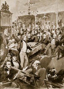 Sir Robert Peel i huset, 1846, illustrasjon fra 'Hutchinson's Story of the British Nation', ca. 1923