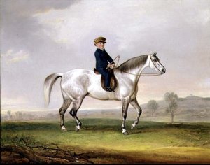 Mester Edward Humphries på sin grå ponni av Thomas Weaver