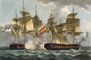 Capture of the Mahonesa, 13. oktober 1796, gravert av Thomas Sutherland for J. Jenkins 