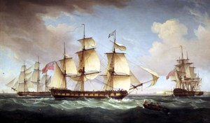 Sjølandskap av Thomas Whitcombe