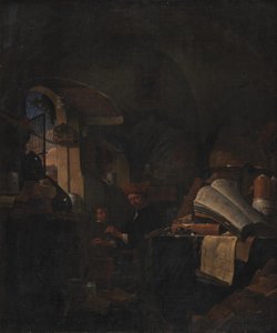 En alkymist i sitt laboratorium av Thomas Wijck