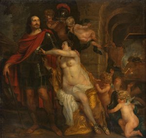 Venus bevæpner en kriger, muligens Johan Maurits ved Forge of Vulcan av Thomas Willeboirts Bosschaert
