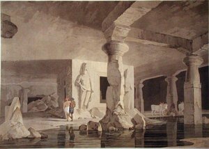 En del av Temple of the Elephanta, plate VIII fra 