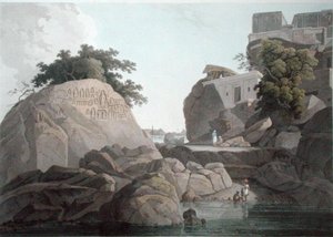 South East View of the Fakeers Rock på elven Ganges, nær Sultaungunge, plate X fra 