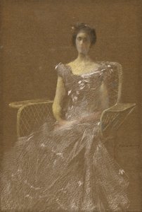 Dame i en rottinglenestol av Thomas Wilmer Dewing