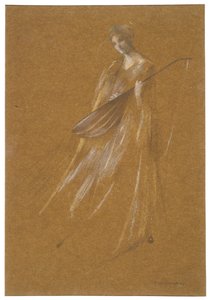 Dame mit Laute av Thomas Wilmer Dewing
