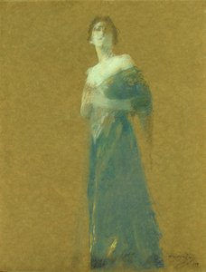 Kvinne i blått av Thomas Wilmer Dewing