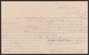 Brev fra Thomas Womack til Julia Womack med konvolutt, 7. april 1915. av Thomas Womack