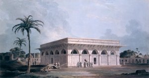 Sixty Fourth Khamba, Nizamuddin, New Delhi (farget akvatint) av Thomas und William Daniell