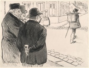 Han opptrer som en maler, sent på 1800- og begynnelsen av 1900-tallet. av Théophile Alexandre Steinlen