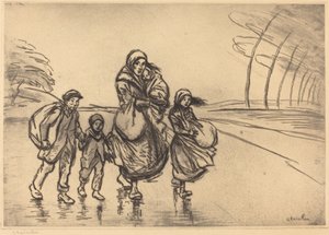 I regnet: mor og barn, 1915. av Théophile Alexandre Steinlen
