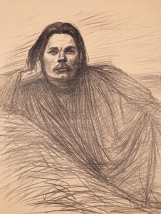 Portrett av forfatteren Maxim Gorky 1868-1939, ca 1894. av Théophile Alexandre Steinlen