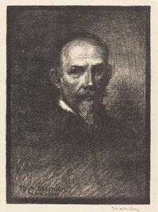 Selvportrett (Steinlen i full ansikt, rett hodet) av Théophile Alexandre Steinlen