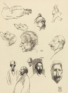 Studier av figurer og hoder, slutten av 1800-begynnelsen av det 20. århundre. av Théophile Alexandre Steinlen