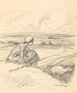 Gjeterinnen, fjerde kvartal 1800-tallet eller første kvartal 1900-tallet. av Théophile Alexandre Steinlen