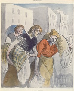 Vaskekvinnene som vender tilbake fra vaskehuset, sent på 1800-tallet av Théophile Alexandre Steinlen