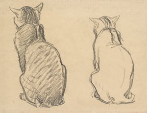 To studier av en katt, tidlig på 1900-tallet av Théophile Alexandre Steinlen