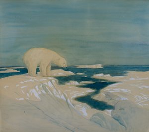Isbjørn (akvarell på papir)