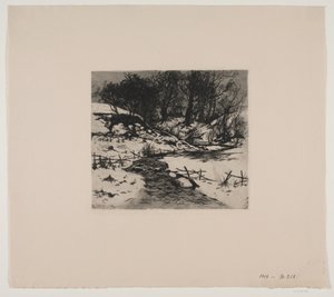 Vinterbekk ved en skog