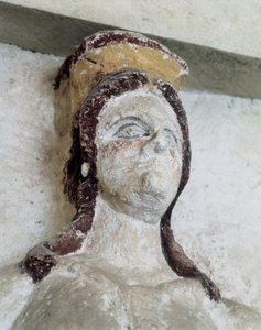 Trakisk grav til Sveshtari, detalj av en statue av kvinne i Atlas, 3. århundre f.Kr. (steinskulptur)