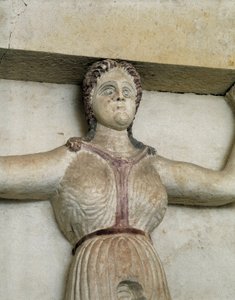 Trakisk grav til Sveshtari, detalj av en statue av kvinne i Atlas, 3. århundre f.Kr. (steinskulptur)