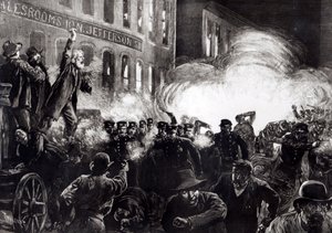 The Anarchist Riot in Chicago: A Dynamite Bomb Exploding Among the Police, fra "Harper's Weekly" av Thure de Thulstrup