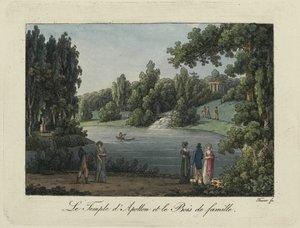 Temple of Apollo and Cascade i Pavlovsk-parken, 1810-tallet.