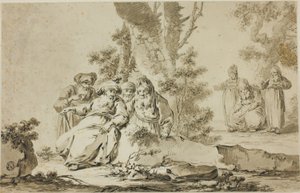 Figurer i orientalsk drakt i et landskap av Tiberius Dominikus Wocher
