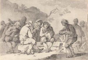 Selvportrett med countryfolk fra Appenzell av Tiberius Dominikus Wocher