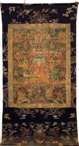 Tredje Panchen Lama Losan Penden Yeshe (gouache på tøy) av Tibetan School