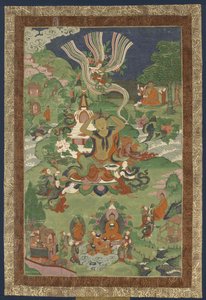 Thangka med scener fra Buddhas liv, andre halvdel av 1800-tallet. av Tibetan culture.
