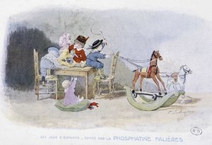 Barneleker: gyngehester - dess. de Lobrichon, red. av Phosphatine Falières, v.1920 av Timoleon Marie Lobrichon