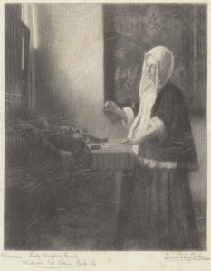 Kvinne som veier perler av Timothy Cole after Johannes Vermeer