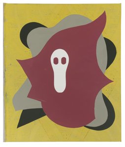 Sumptrost (for CB), 2023 (lateks, collage og spraymaling på lerret) av Timothy Gierschick II