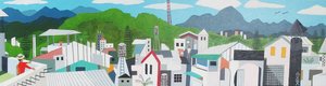 Taitung city rooftop, 2012, olje på lerret av Timothy Nathan Joel